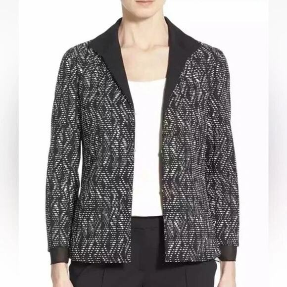 Lafayette 148 Belleve Black Ivory Woven Textured Jacket Blazer Size: 2 - Picture 1 of 7
